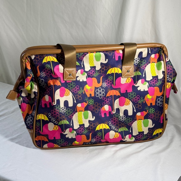 Lily Bloom Colorful Elephant Print Satchel. - Picture 11 of 12